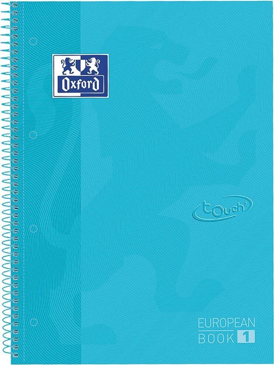 Oxford Libreta Espiral A4 Cuadrícula 5mm Tapa Extradura 80 Hojas 90g Azul Pastel Touch