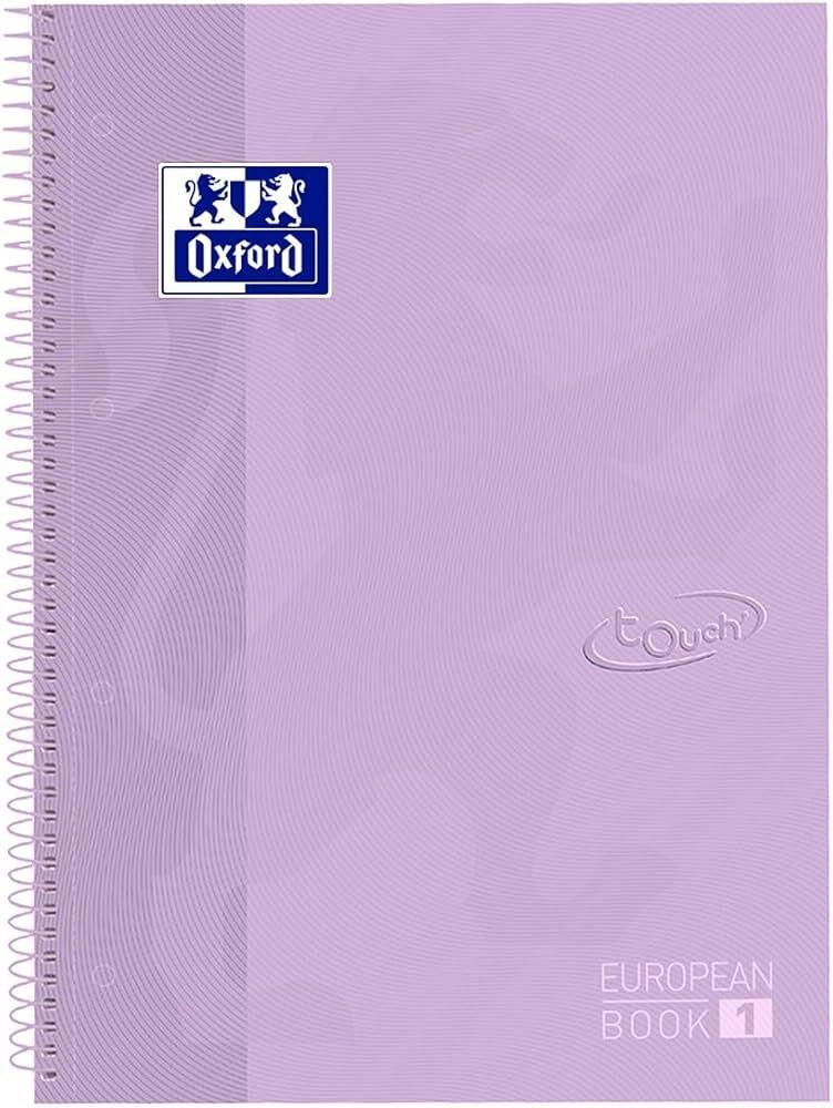 Oxford Libreta Espiral A4 Cuadrícula 5mm Tapa Extradura 80 Hojas 90g Malva Pastel Touch