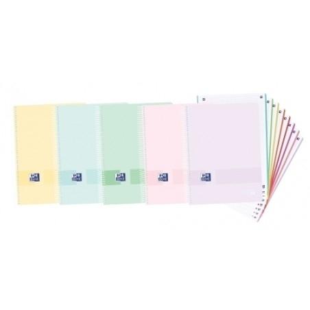 Oxford Live&Go Libreta Espiral A4 Cuadrícula 5mm Tapa Polipropileno 160 Hojas 90G Banda 8 Colores Pa
