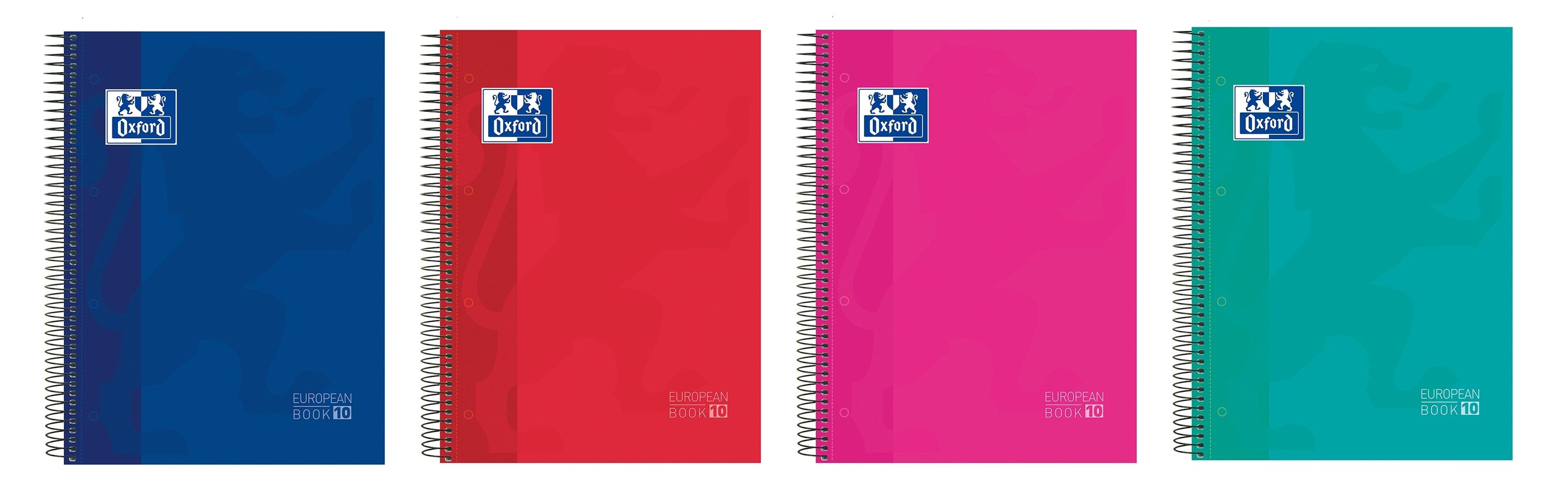 Oxford Libreta Espiral A4 Cuadrícula 5mm Tapa Extradura 150 Hojas 90g Banda 10 Colores