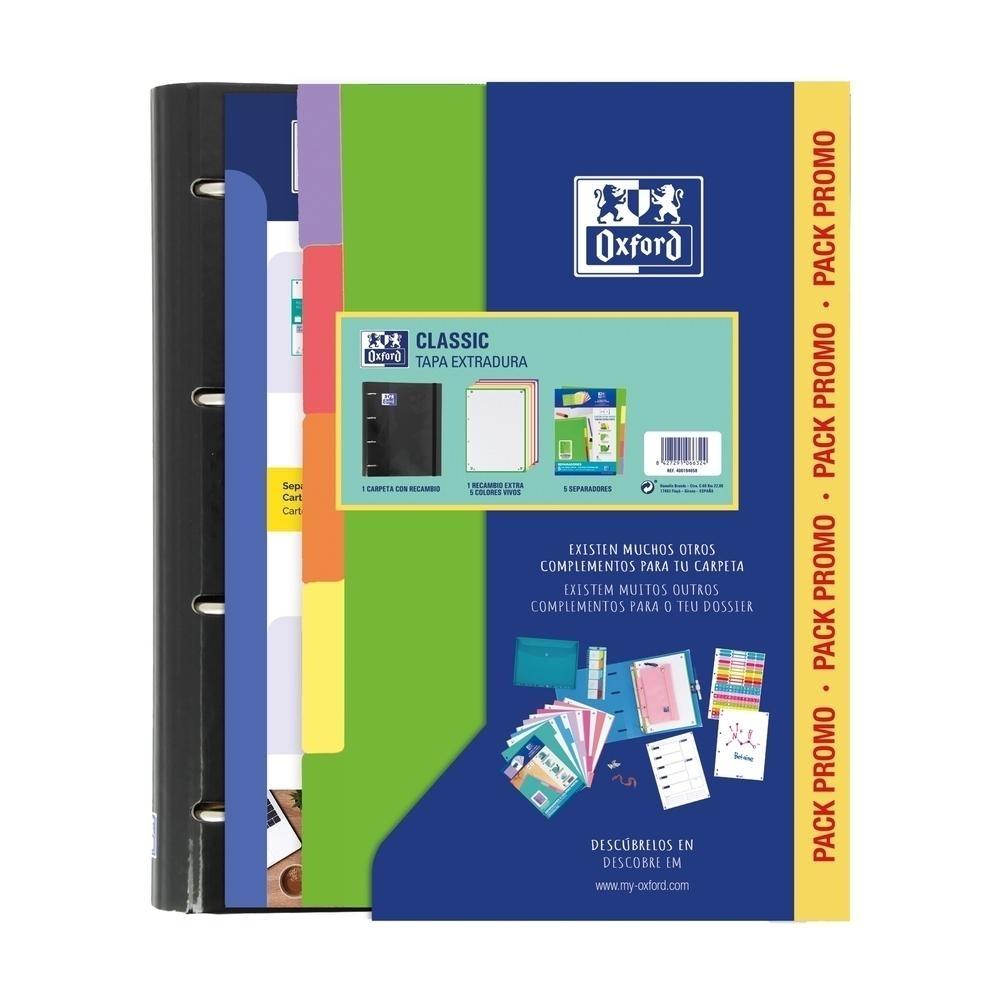 Oxford Live&Go Europeanbinder Pack Carpebloc 4 Anillas + Recambio 100 Hojas + Separadores Colores Vi