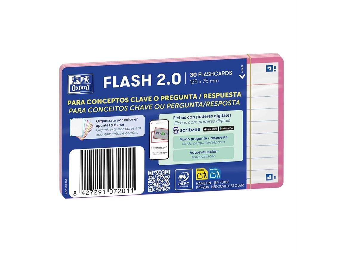 Oxford Flashcards 2.0 Fichas Rayadas A7 75x125mm 30 Fichas Rosa