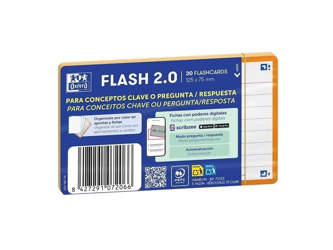 Oxford Flashcards 2.0 Fichas Rayadas A7 75x125mm 30 Fichas Naranja