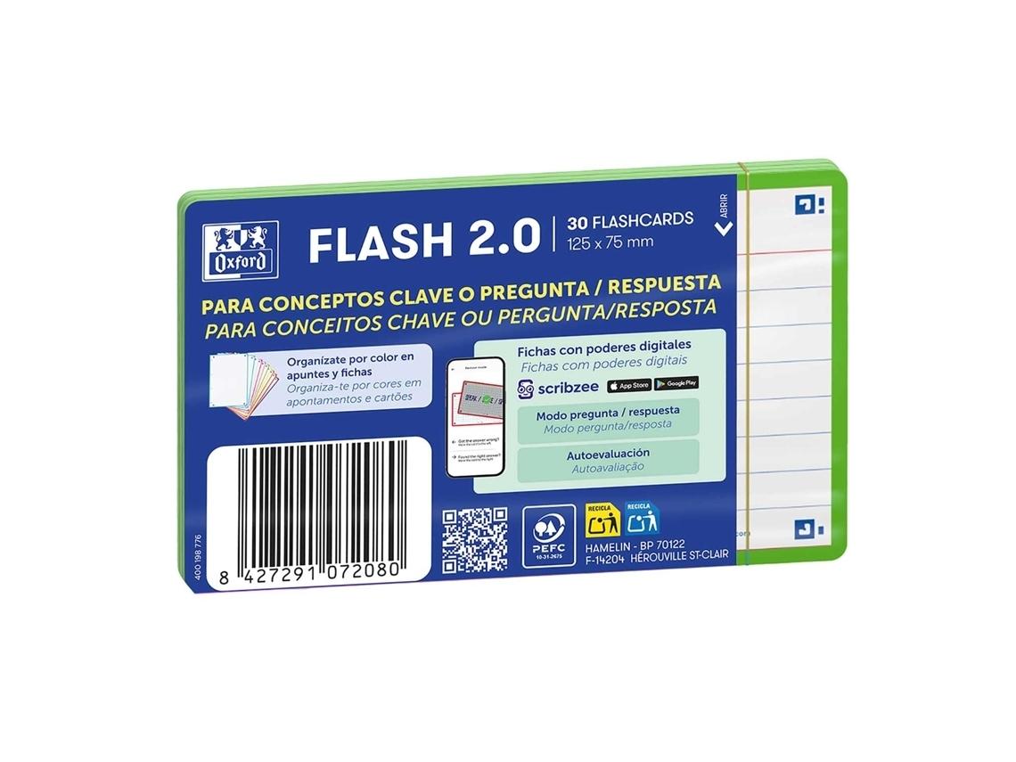 Oxford Flashcards 2.0 Fichas Rayadas A7 75x125mm 30 Fichas Verde