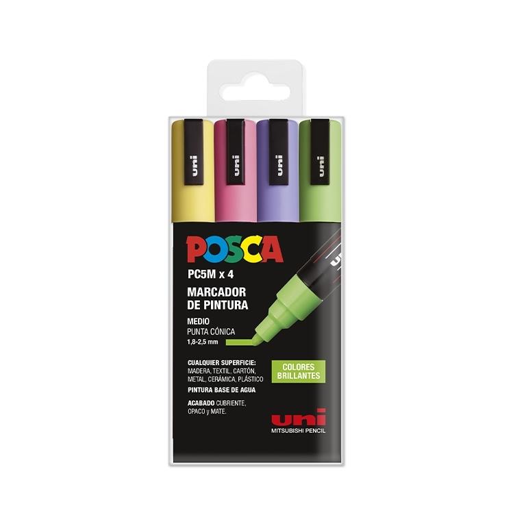 Posca Rotulador PC-5M Estuche Surtido Brillantes 4 Colores