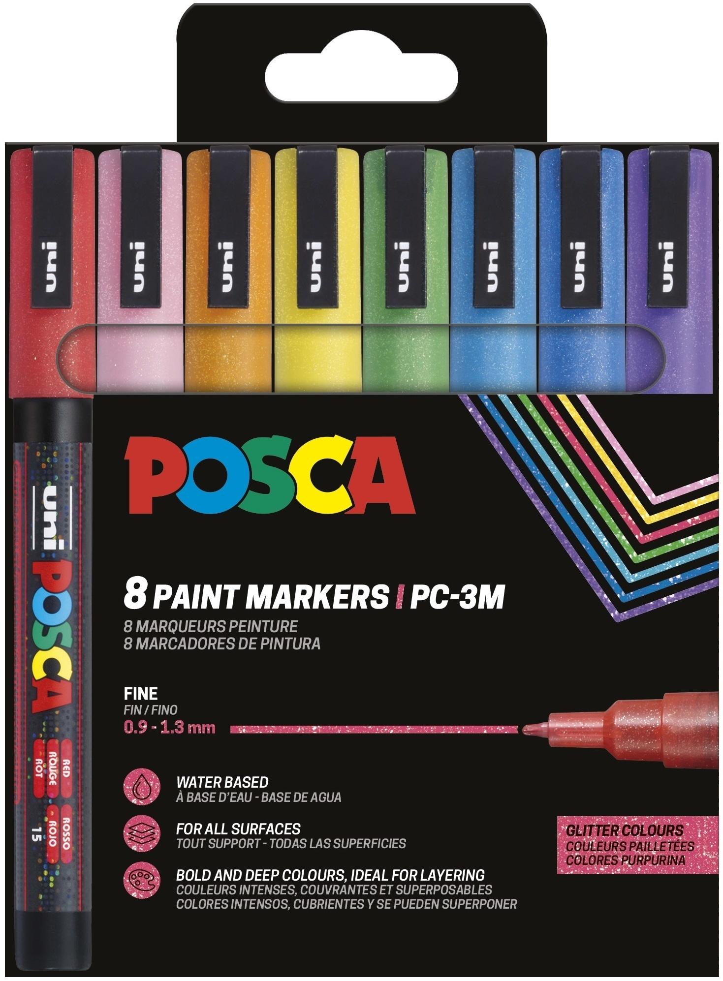 Posca Rotulador PC-3M/8C Set Colores Purpurina