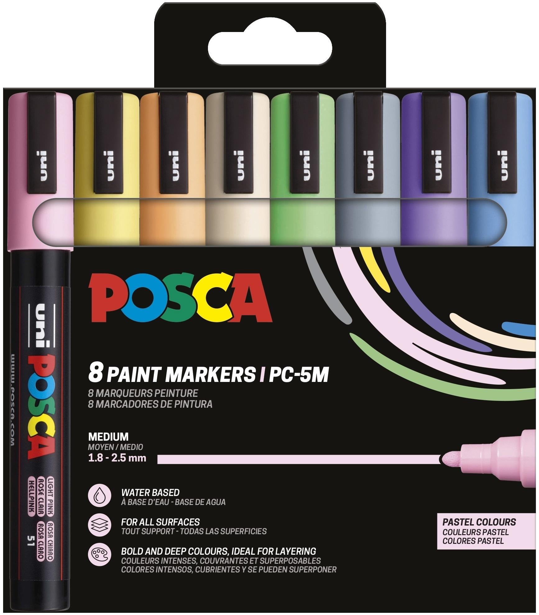 Posca Rotulador PC-5M/8C Set Colores Pastel
